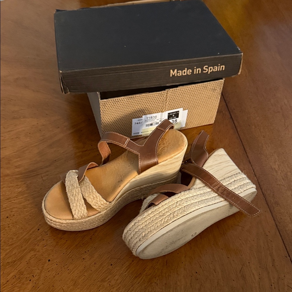 Brown Espadrille Wedge Sandals - Picture 1 of 4